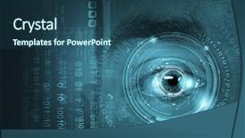  Presentation with access - Theme having close up of man's eye scanned for access background and a ocean colored foreground