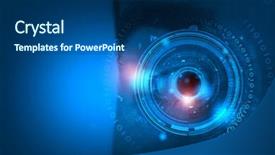  Presentation with eye - PPT layouts having close up of man's eye scanned for access background and a ocean colored foreground