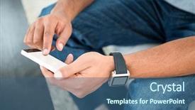  Presentation with scrolling - Audience pleasing theme consisting of close-up of man scrolling on smart phone at home backdrop and a ocean colored foreground