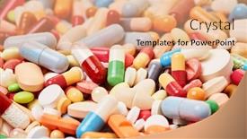  Presentation with medicines - Cool new slide deck with close-up-of-many-colorful backdrop and a coral colored foreground