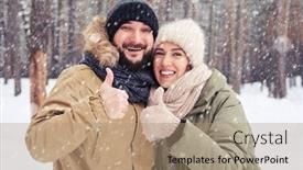  Presentation with married couple - Presentation theme featuring close-up-of-married-couple background and a coral colored foreground