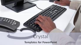  Presentation with masculine - Beautiful slides featuring close up of masculine hands using a computer against a white background backdrop and a lemonade colored foreground