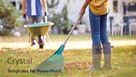  Presentation with home garden - Audience pleasing presentation design consisting of close-up-of-mature-asian backdrop and a yellow colored foreground