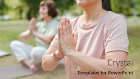  Presentation with breathing - Slide deck featuring close-up-of-mature-woman background and a coral colored foreground