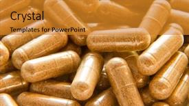  Presentation with capsules - Cool new presentation theme with close up of medical capsules backdrop and a gold colored foreground