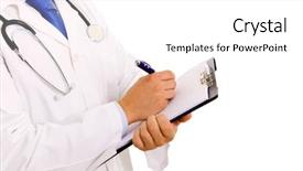  Presentation with law medical gavel and stethoscope - Colorful PPT theme enhanced with close up of medical doctor backdrop and a white colored foreground