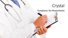  Presentation with medical error gavel and stethoscope - Theme having close up of medical doctor background and a  colored foreground