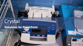  Presentation with medical equipment - Colorful PPT theme enhanced with close-up-of-medical-equipment backdrop and a ocean colored foreground