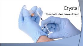  Presentation with insulin - Beautiful slides featuring close up of medical practitioners hands with a syringe and insulin bottle ready to give a diabetic person an injection of insulin backdrop and a white colored foreground