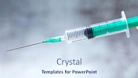  Presentation with drug - Colorful presentation theme enhanced with close-up-of-medical-syringe backdrop and a sky blue colored foreground