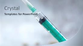  Presentation with drug - PPT layouts having close-up-of-medical-syringe background and a light blue colored foreground