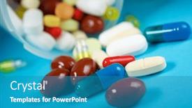  Presentation with medication - Theme having close-up-of-medication-tablets background and a teal colored foreground