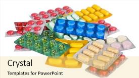  Presentation with packs - Presentation theme consisting of close-up of medicines background and a yellow colored foreground