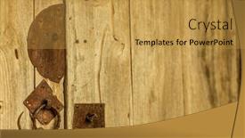  Presentation with metal - Audience pleasing PPT theme consisting of close-up-of-metal-lock backdrop and a gold colored foreground