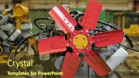  Presentation with ventilator - Beautiful PPT theme featuring close-up-of-metal-machine backdrop and a tawny brown colored foreground