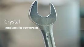  Presentation with mechanics - Audience pleasing presentation theme consisting of close-up-of-metal-wrench backdrop and a gray colored foreground