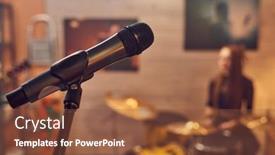  Presentation with singer - PPT layouts enhanced with close-up-of-microphone background and a tawny brown colored foreground