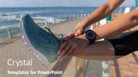  Presentation with sunny sky - Presentation design featuring close-up-of-mid-section background and a coral colored foreground