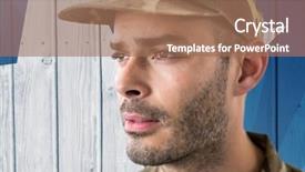  Presentation with military - Presentation design consisting of close up of military thinking background and a coral colored foreground