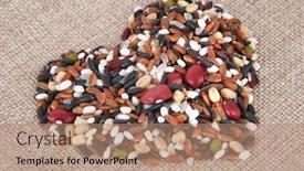  Presentation with shape heart - PPT layouts enhanced with close-up-of-mixed-grains background and a coral colored foreground