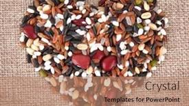  Presentation with shape heart - PPT theme with close-up-of-mixed-grains background and a coral colored foreground