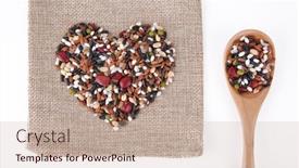  Presentation with shape heart - Presentation theme featuring close-up-of-mixed-grains background and a coral colored foreground