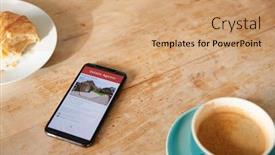  Presentation with phone - Theme with close-up-of-mobile-phone background and a coral colored foreground