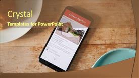  Presentation with property - Audience pleasing theme consisting of close-up-of-mobile-phone backdrop and a tawny brown colored foreground