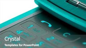  Presentation with phone - Amazing PPT theme having close-up of mobile phone backdrop and a ocean colored foreground