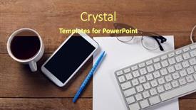  Presentation with keyboard - Slides enhanced with close-up-of-mobile-phone background and a  colored foreground