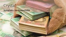  Presentation with bag - Colorful slide deck enhanced with close-up-of-money-bag backdrop and a coral colored foreground