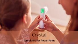  Presentation with contactless - Beautiful slides featuring close-up-of-mother-checking backdrop and a coral colored foreground