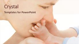  Presentation with mother baby and nurse - PPT theme consisting of close up of mother kissing background and a lemonade colored foreground