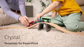  Presentation with train railway - Amazing slide deck having close-up-of-mother backdrop and a lemonade colored foreground