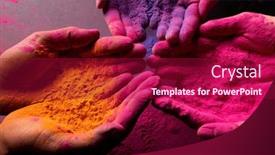  Presentation with hindu festival - PPT theme enhanced with close-up-of-multi-coloured background and a crimson colored foreground