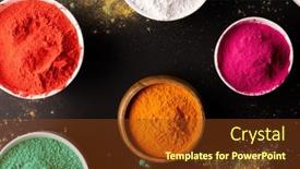 Presentation with hindu festival - PPT theme featuring close-up-of-multi-coloured background and a tawny brown colored foreground