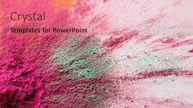  Presentation with holi - Presentation design with close-up-of-multi-coloured background and a coral colored foreground