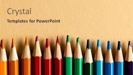  Presentation with pencils - Presentation theme having close-up-of-multi-coloured background and a lemonade colored foreground