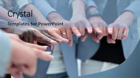  Presentation with multi racial - Presentation design featuring close-up of multi-racial background and a  colored foreground