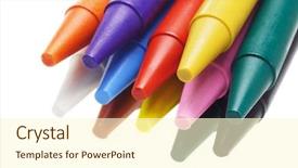  Presentation with crayon - Theme consisting of multicolor crayon pencils on white background and a cream colored foreground