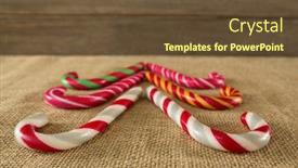  Presentation with candy canes - Presentation theme enhanced with close-up-of-multicolored-candy background and a tawny brown colored foreground