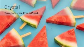  Presentation with blue food - Audience pleasing slide set consisting of close-up-of-multiple-watermelon backdrop and a light blue colored foreground