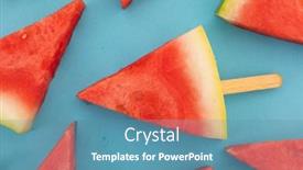  Presentation with blue food - Beautiful PPT theme featuring close-up-of-multiple-watermelon backdrop and a teal colored foreground