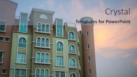  Presentation with mediterranean - PPT layouts enhanced with close-up-of-multistory-mediterranean background and a light blue colored foreground