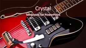  Presentation with electric guitar - PPT theme having close up of music guitar background and a wine colored foreground