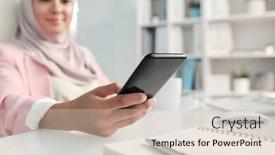  Presentation with sms - Slide set consisting of close-up-of-muslim-woman background and a soft green colored foreground