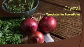  Presentation with mustard greens - PPT layouts with brassica juncea - close-up of mustard greens background and a tawny brown colored foreground