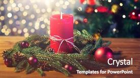  Presentation with candle christmas - PPT theme having close up of natural green background and a tawny brown colored foreground