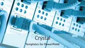  Presentation with network cabling - Cool new PPT theme with close up of network cables backdrop and a  colored foreground