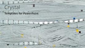  Presentation with isp network cables closeup - Presentation theme having close-up-of-network-cables background and a light gray colored foreground